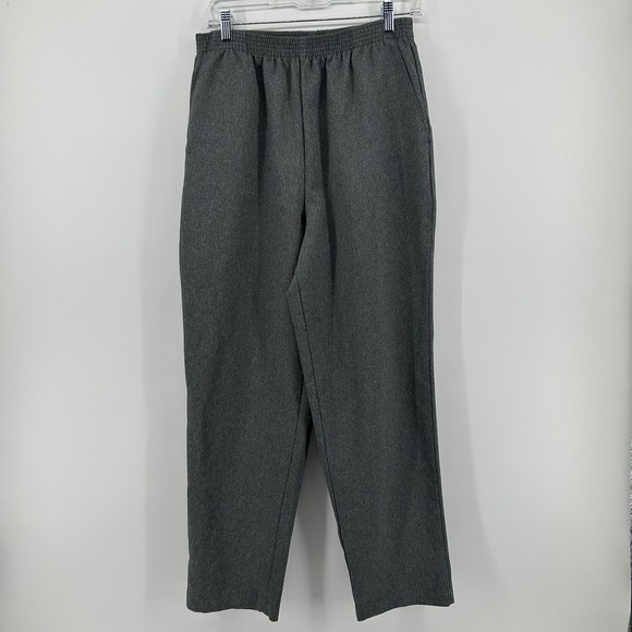 Bobbie Brooks Pants - Bobbie Brooks Charcoal Gray Elastic Waist Straight Leg Pants 10P Office Minimal